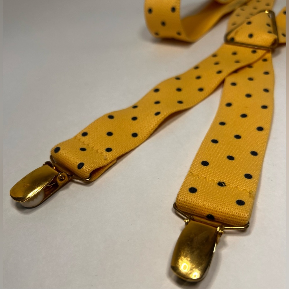 Gold & Polkadot Suspenders. One Size (Adjustable) Some Staining. See Photos